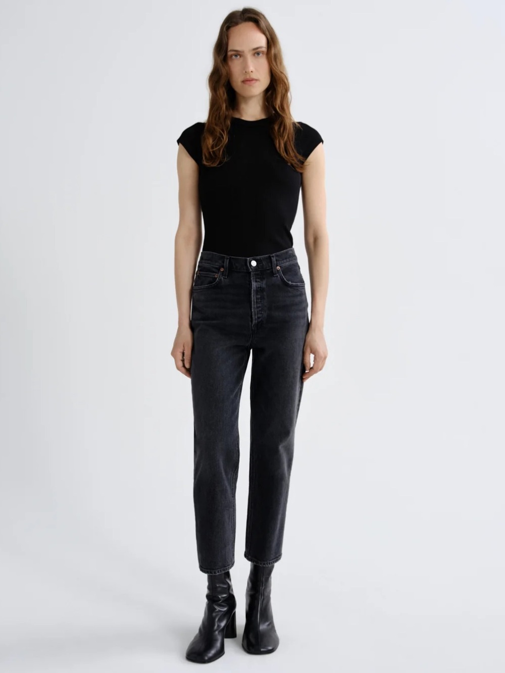 NWT Agolde 90s Pinch Waist Crop Jeans Radius Black 27